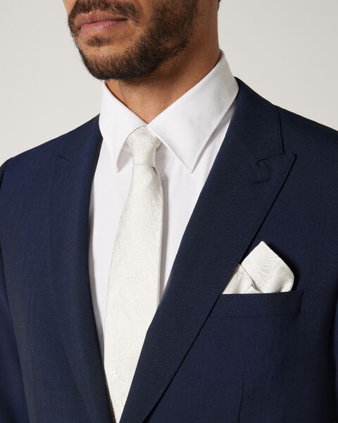 Silk Paisley Jacquard Tie, Ivory, hi-res
